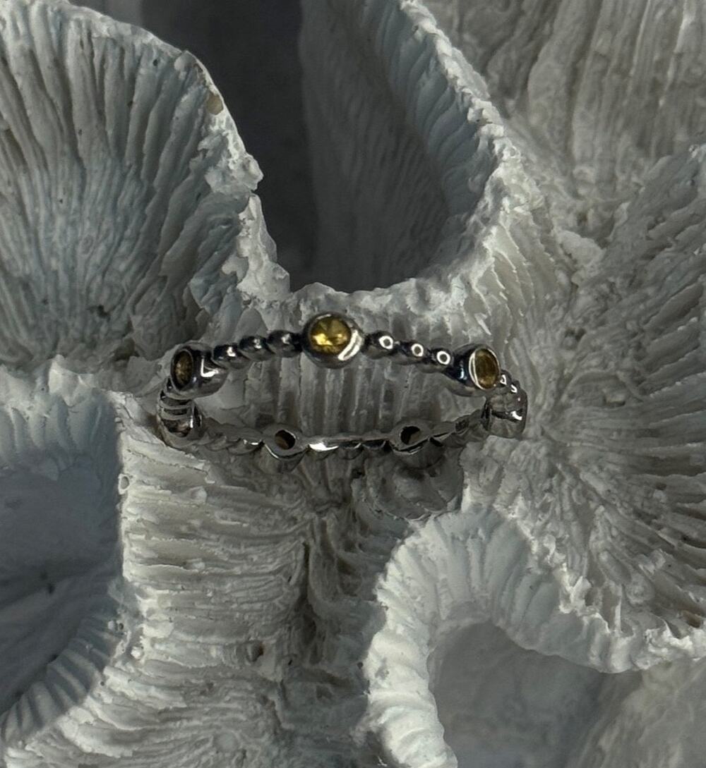 925 Sterling Silver Citrine Ring Size 9.5